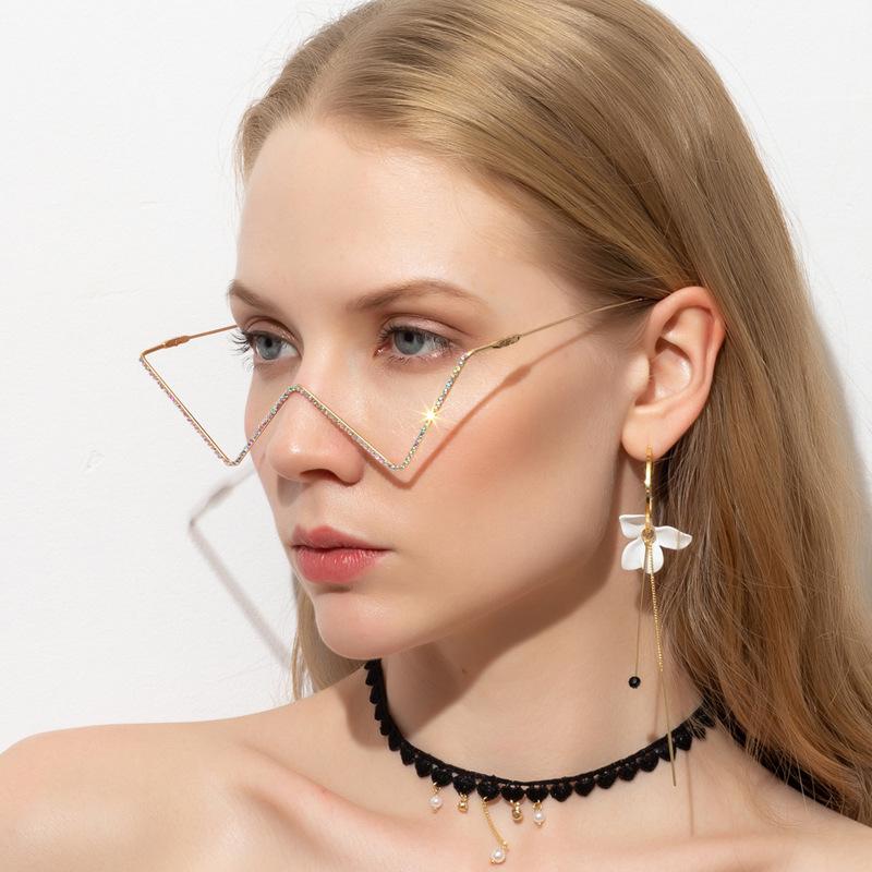 1 Pcs Diamond Steampunk Sunglasses Frames Triangle Eyeglasses Frames For Women Vintage Sunglasses Frames For Men Eyewear Decoration