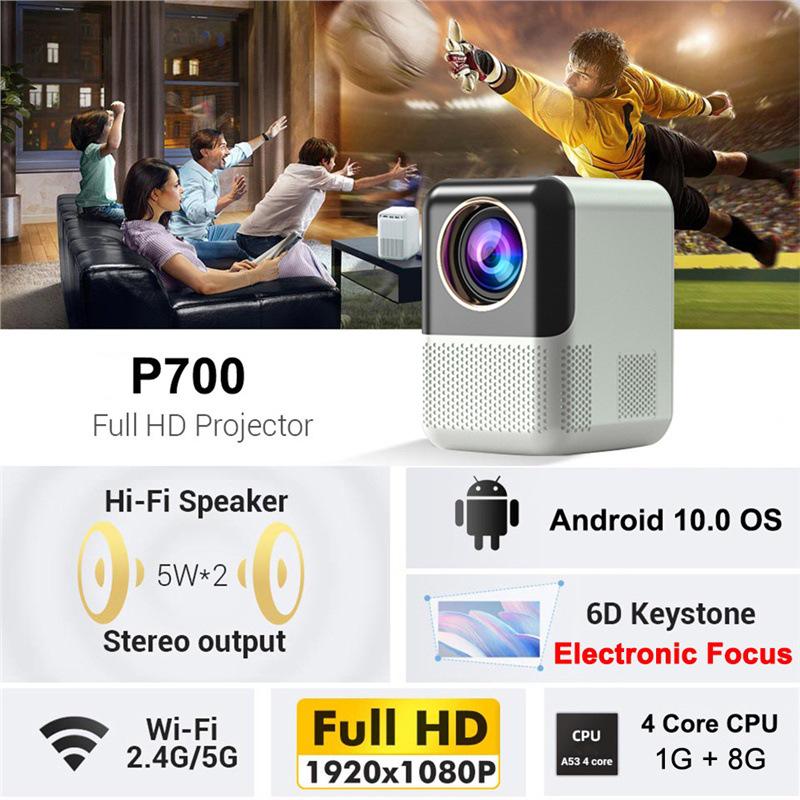 2026 Germany P700 Portable HD 1080 Electric Focus Projector for Home & Office
