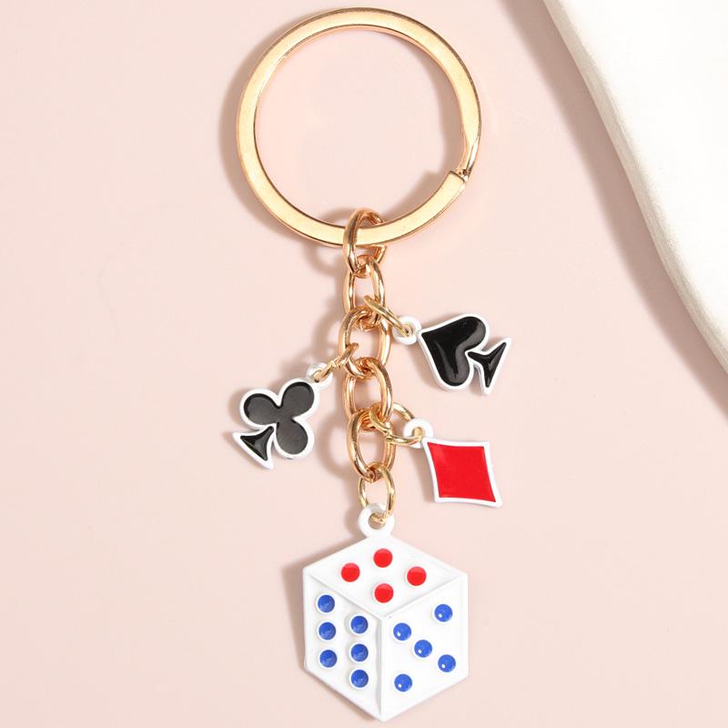 Cute Enamel Keychain Hearts Clubs And Spades Symbol Key Ring Poker Card Key Chains For Women Men DIY Handmade Jewelry
