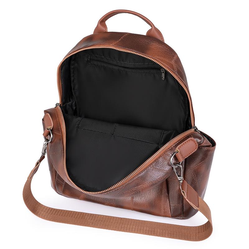 Mochila de Cuero Suave para Mujer Retro Multifuncional para Viaje