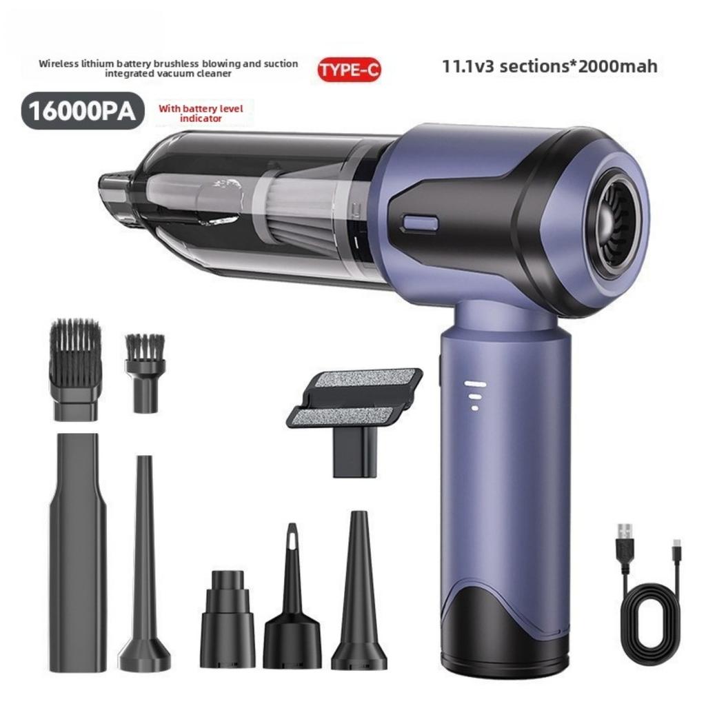 Aspirator auto portabil multifuncțional wireless de mare putere - Încărcare USB, Colector de praf cu aer comprimat, Uscător de păr