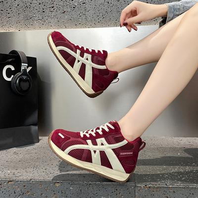 Retro German Training Shoes Autumn New Dopamine Leather Platform Sports and Leisure Forrest Gump Shoes