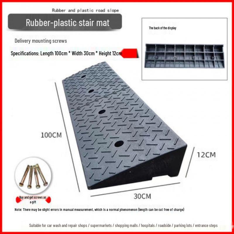 Rubber-Plastic Car Ramp: Slope Mat, Curb Edge, Uphill Climb, Triangle Speed Bump