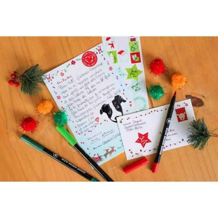 Lettre au Père Noël - MEGACREA DIY - 6 lettres + 6 enveloppes + 15 stickers - Mixte - Enfant - Créativité