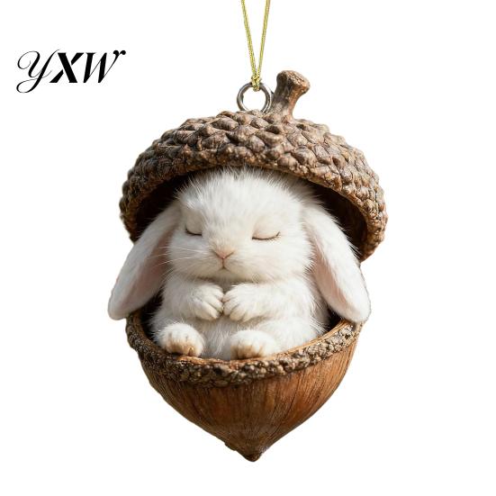 Festive Tree Decoration Forest Animal Acorn Hanging Ornaments Acrylic Christmas Decor with Holiday Home Ornament Squirrel Rabbit Pony Designs 2D Flat