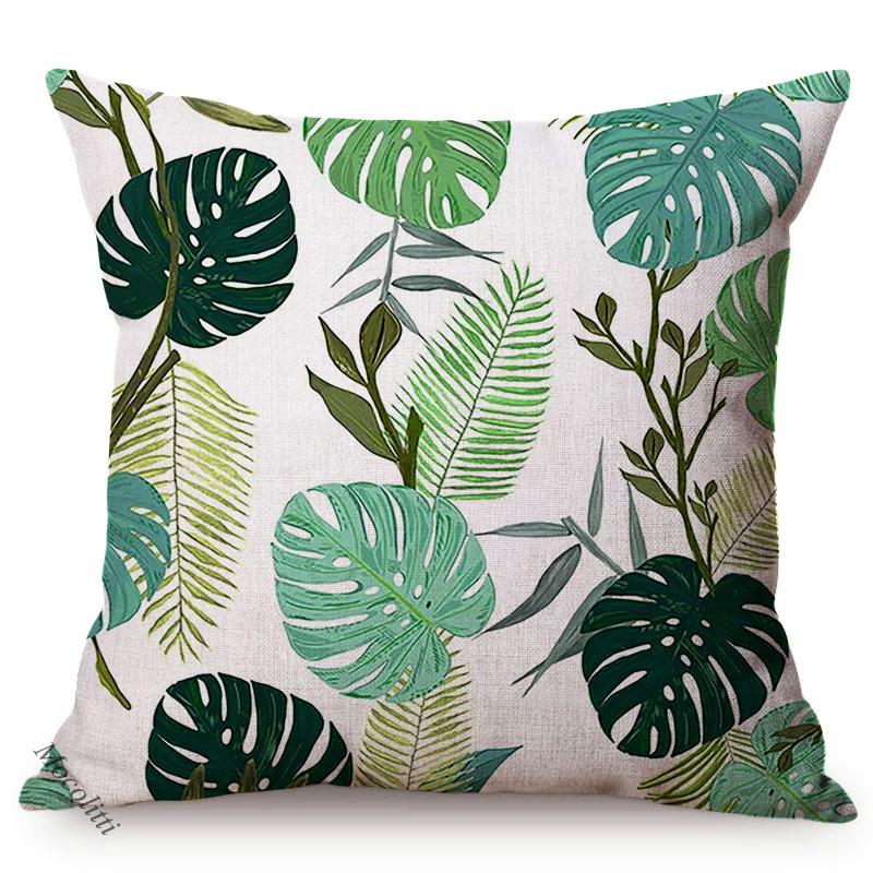 Cotton And Linen Cushion Cover, Tropical Jungle Floral Style, Banana Leaf, Frangipani, Sofa Pillow Case, Home Decoration