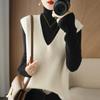 Autumn Women's Knitted Vest Pullover Vest Wool Waistcoat Deep V-neck Loose