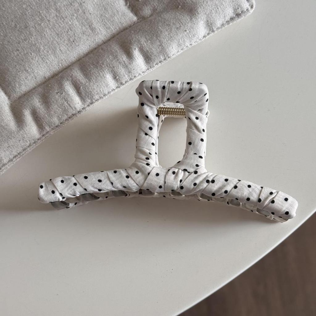 French Black & White Polka Dot Bow Hair Claw – Versatile Fashion Shark Clip