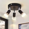 Nettlife Ceiling Light 3 Adjustable Spots, GU10, Black Metal, Disc, for Living Room, Bedroom, Hallway, Office, Bulb Not Included