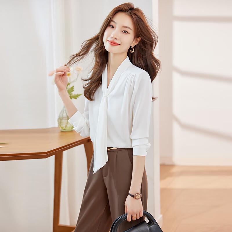 Women s V-Neck Long-Sleeve Commuter Blouse 3XL