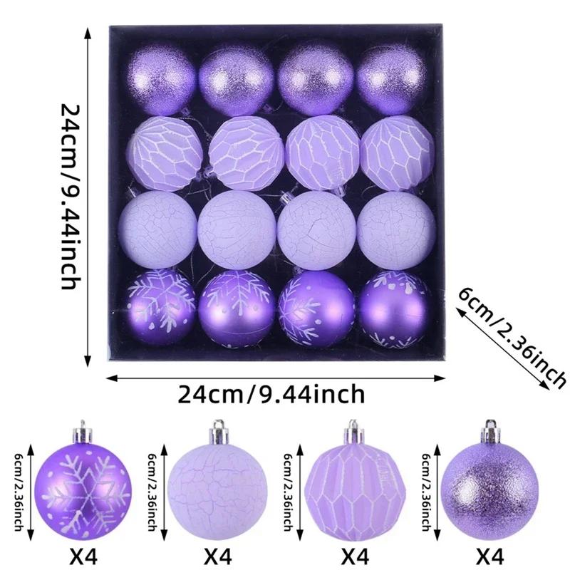 16PCS 6cm Christmas Ball Pendant Christmas Party Tree Decor Christmas Ball Pendant Gift Set New Year Xmas Hanging Ornament