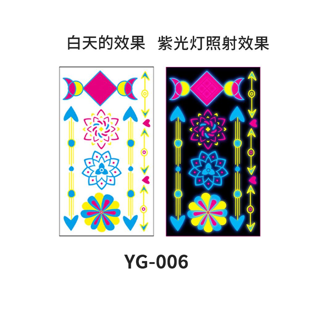 Women's Rave Festival UV Neon Body Face Temporary Tattoos Waterproof Fluorescence Fluorescent Fluorescent Tattoo Stickers 20