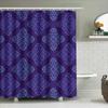 Lila Blå Damask Duschdraperi Set Dekorativ Badrumsmatta Med Krok, 72 X 84 Tum