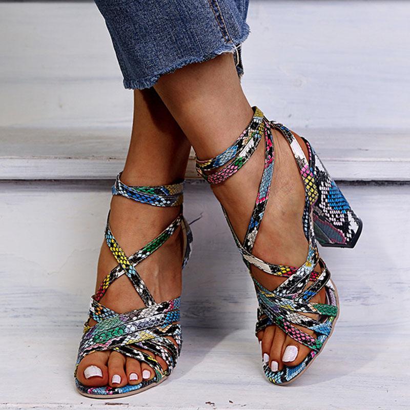 Buy Chunky High-heeled Snake-print 