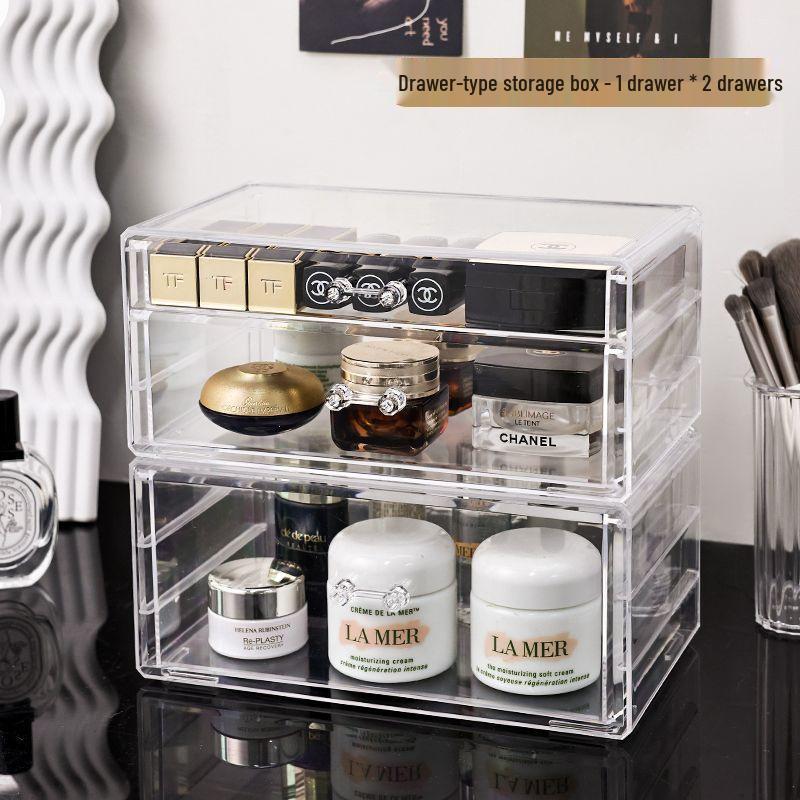 Clear Acrylic Skincare and Nail Polish Desktop Drawer Organizer