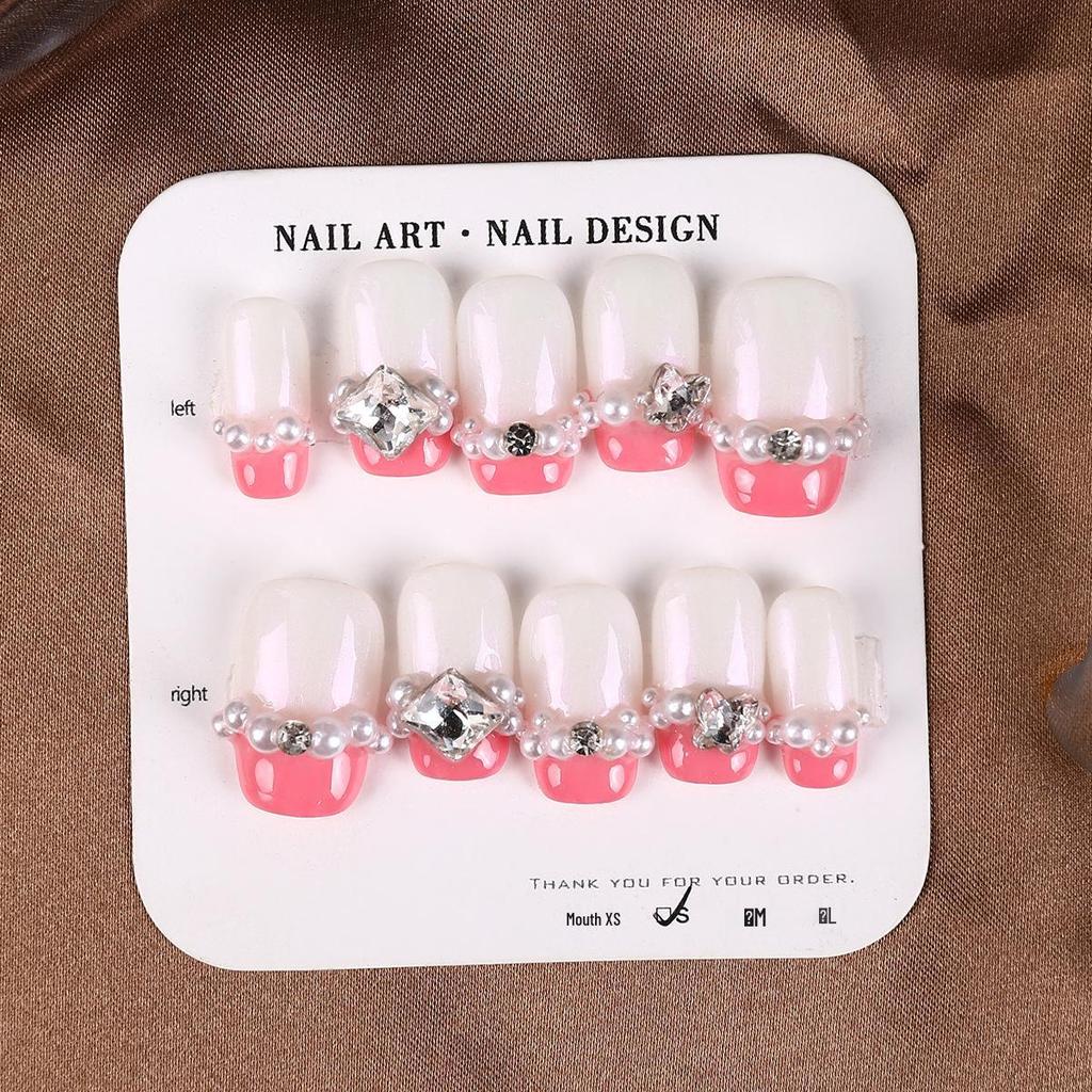 Handmade High-End Short Press-On Nails - Simple & Removable Art Collection
