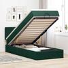 Exclusive House - Ottoman Bed Frame with Dark Green Mattress 100x200 Cm Velvet