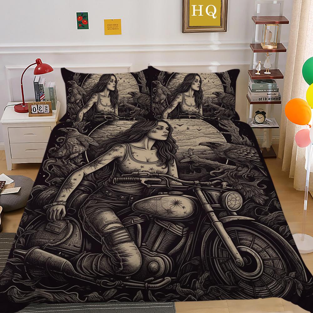 Bedruckter Bettbezug „Beauty Skull“ für Doppelbett, Mikrofaser, für Teenager, coole Mode, hochwertige Heimtextilien