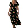 Summer Dress Women's Long Boho Beach Dress Elegant Maxi Dress V-Neck Short Sleeve Summer Tunic Dress Light Airy