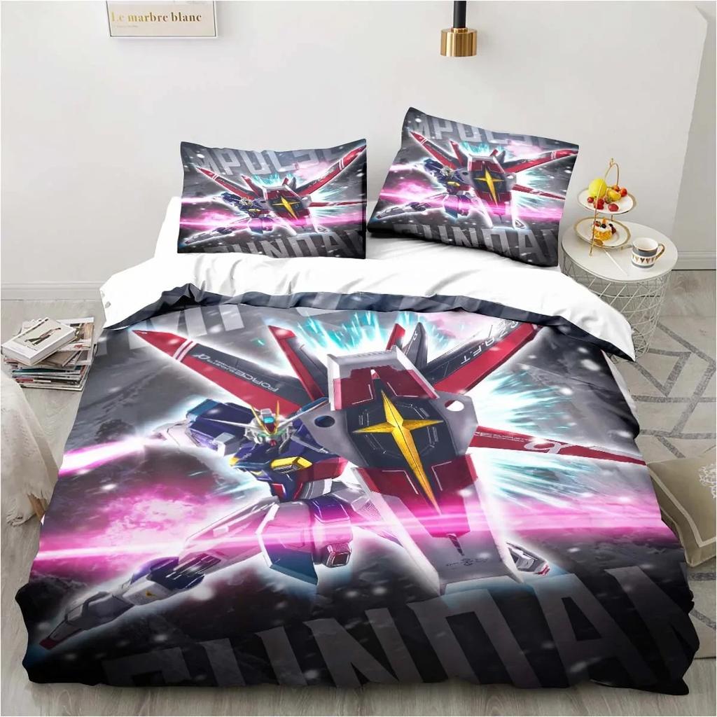 3D Printer Soldier Cartoon Pattern Three-piece Set, Delicate Quilt Cover Pillow Case, Housewares Set, Beautiful Gift Household