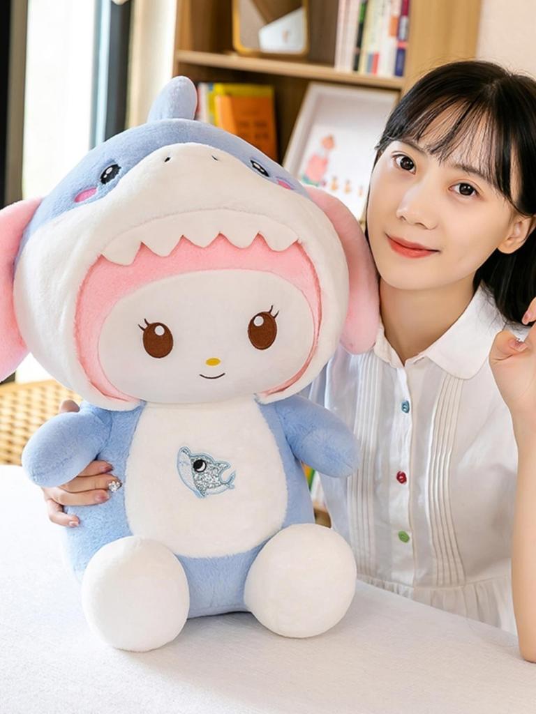 Niedliches Hai-Schwein Kinder Junge Mädchen Begleiter Geburtstagsgeschenk Plüsch Blau Rosa Paar Puppen 30cm