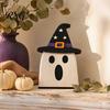 Halloween Desk Ornaments Wooden BOO Decoration for Tiered Trays, Creative Vintage Style Decor Solid Wood Tabletop Centerpieces Party Boo Sign
