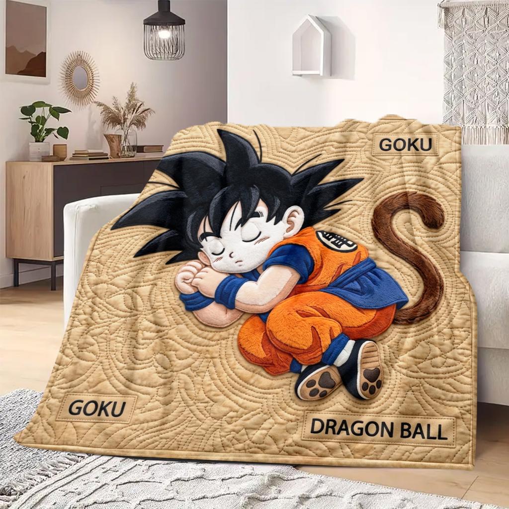 Dragon Ball Cartoon Flannel Blanket Stylish Print Ideal For Home Sofa Bed Chair Picnic Travel -HE2