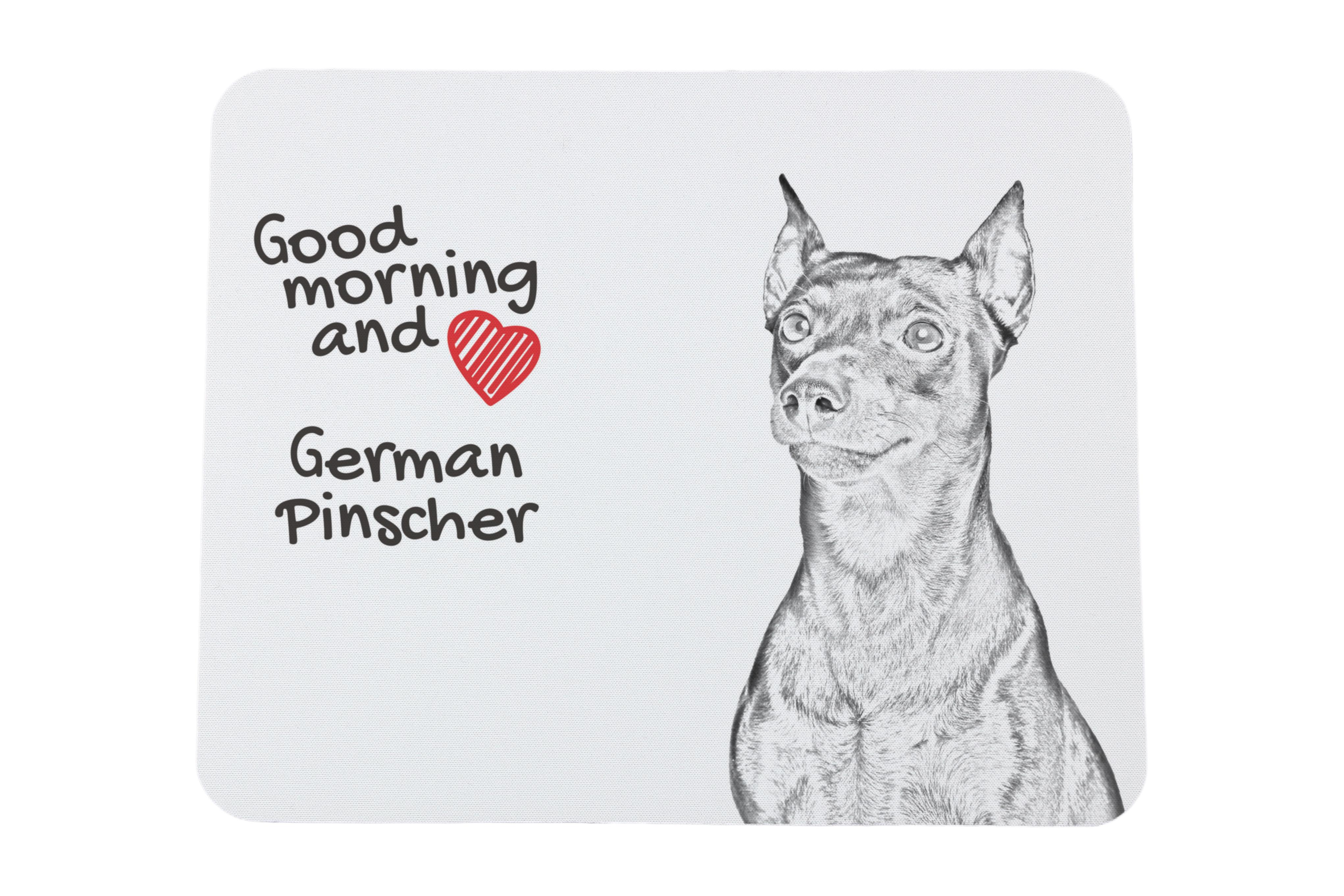 

German Pinscher - mouse pad with print, personalized dog-themed mouse pad, unique gadget for an office worker by Art-Dog brand білий