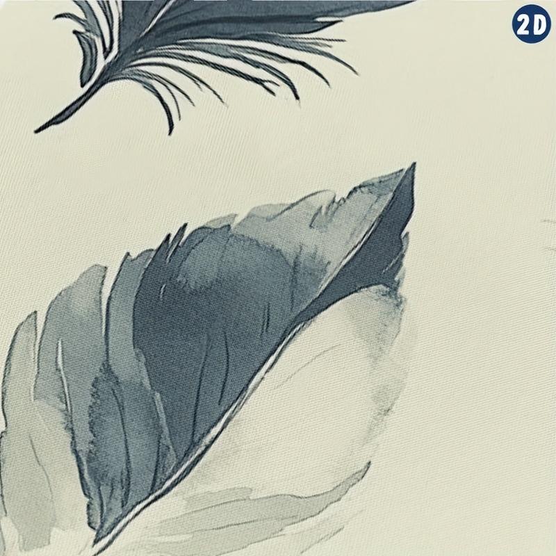Symmetrical Feather Shower Curtain,Durable Polyester, Easy Clean Design With Hooks, Stylish Bathroom & Window Decor