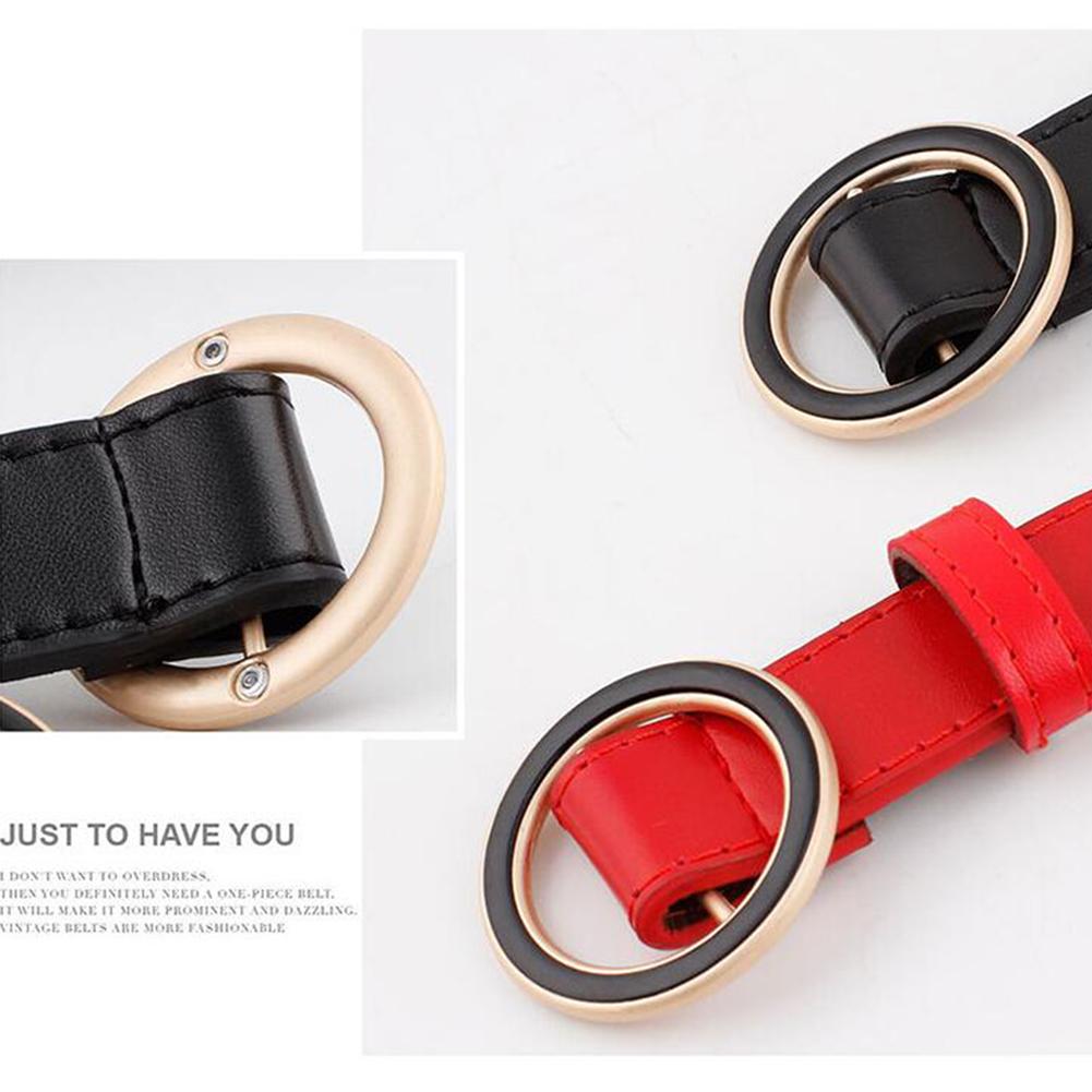 Women Fashion Casual Dark Circle Round Buckle Waist Belt