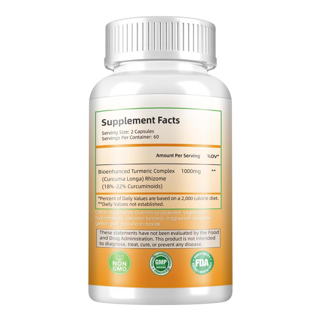Pslalae Turmeric Capsules, for joint health, containing 1000 mg of turmeric complex, suitable for both men and women.
