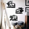 Metal Elk Bear Moose Mountain Forest Silhouette Metal Wall Art Rustic Cabin Outdoor Decor Set