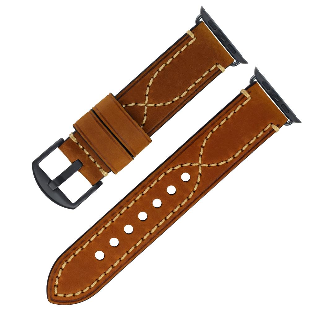 Apple Strap Apple Iwatch7 SE 6 5 4 Genuine Leather First Layer Stainless Steel Pin Buckle Leather Strap Men