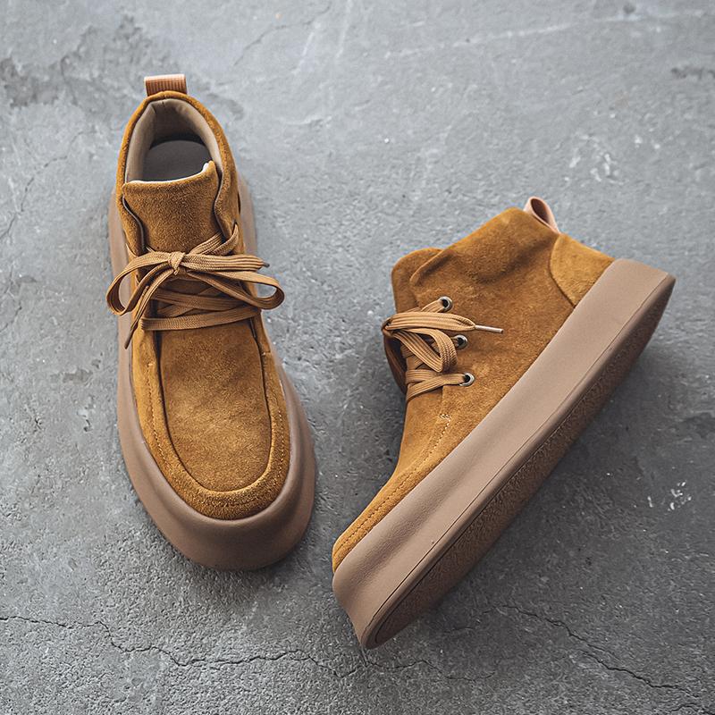Soft Suede Leather Mens Basic Boots Luxury Brand Ankle Boots Vintage Basic Man Leisure Walk Footwear High Quality Business Shoes