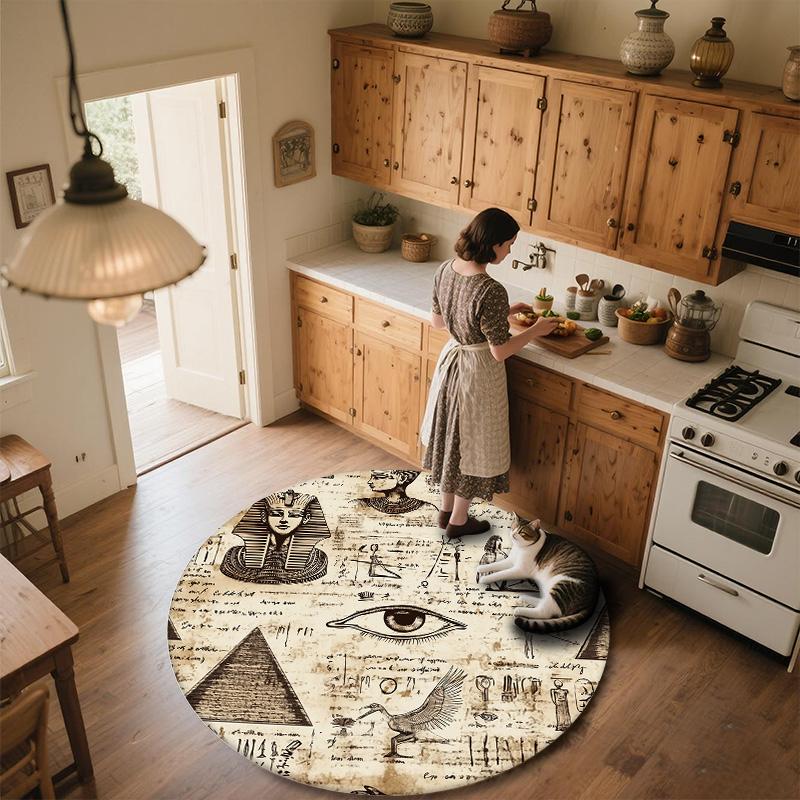 Ancient Egyptian Gods,Round Area Rug,Carpet Rug for Living Room Bedroom Sofa Playroom Decor,Non-slip Floor Mat