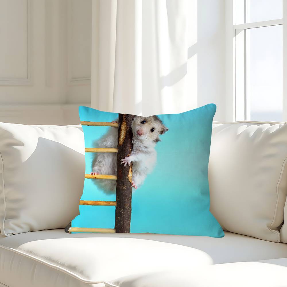 Cute Hamster Pillow Covers Cartoon Sofa Decorative Home Double-sided Printing Short Plush Cute Cushion Cover