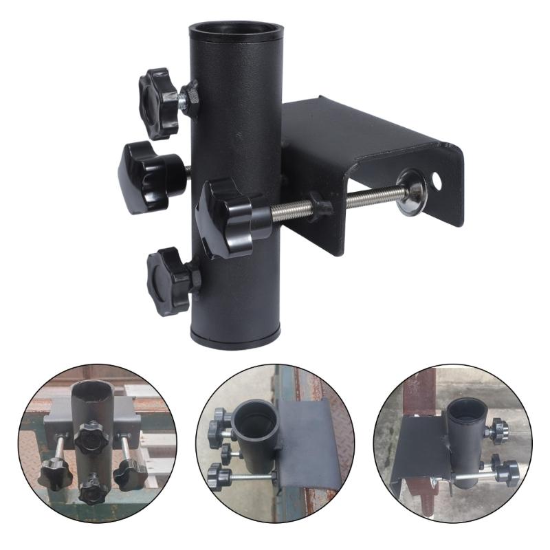 Stable Metal Balcony Railing Mount Parasol Bracket For Outdoor Umbrella Holder With Quick Screw Lock Mechanism