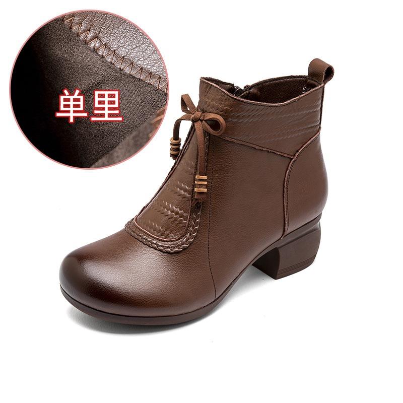 

Ретро короткие ботинки женские толстый каблук круглый носок туфли для мамы боковая молния универсальные нескользящая мягкая подошва ботинки Мартин женские 41