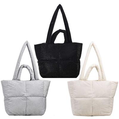 Women Quilted Tote Handbags Soft Padded Shoulder Bag Large Capacity Puffer Satchel Bag Winter Shopping Bag