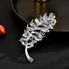Women's Light Luxury Design Elegant Inlaid Zircon Feather Brooch Fashionable And Versatile Niche Design Brooch
