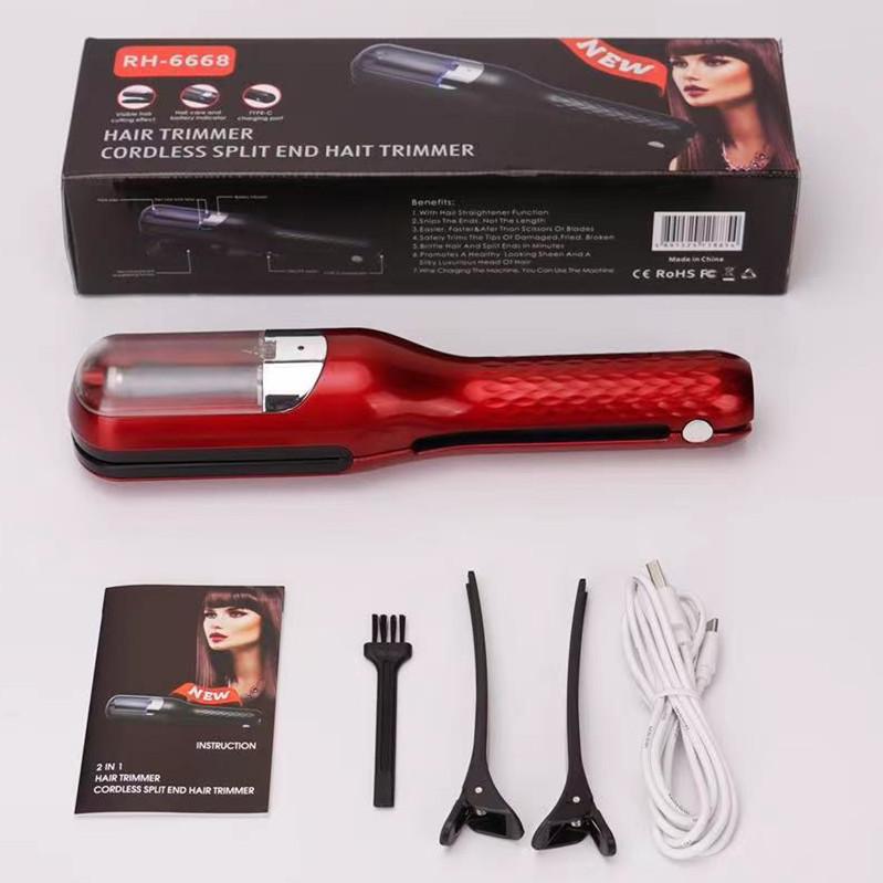 Portable Automatic Electric Hair Trimmer for Split Ends with Charger - Multi-Functional Home Use красный