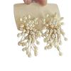 Pearl Waterfall French-style Fireworks Tassel Flower Alloy Earrings Women Trendy Light Luxury Elegant High End Niche Dress