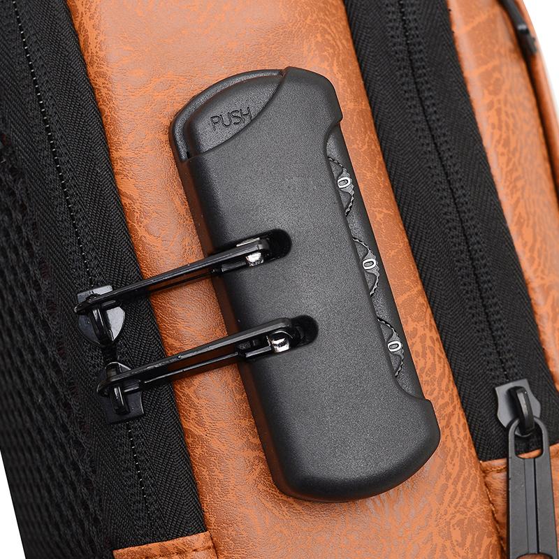 Men's Chest Bag Oxford Shoulder Crossbody Bag Waterproof USB Combination Lock Riding Bag