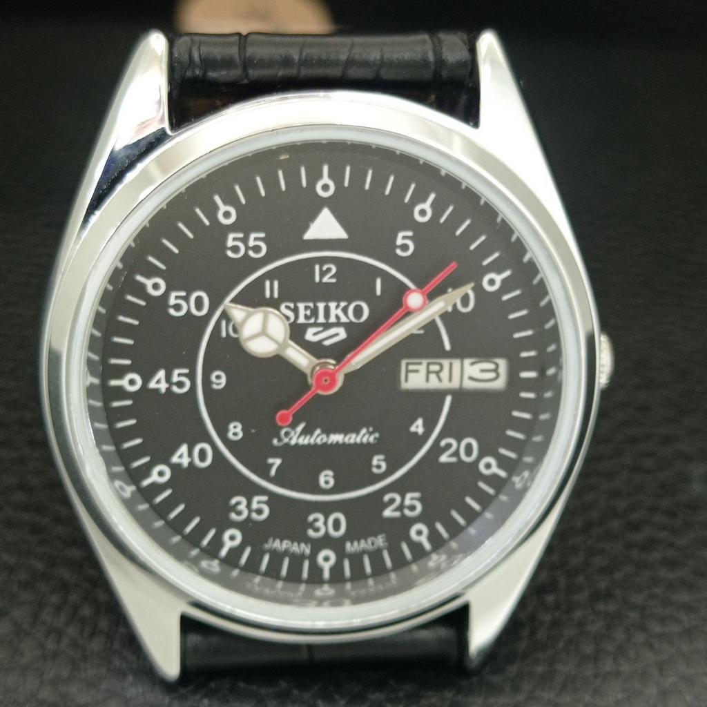 REFURBISHED SEIKO 5 AUTOMATIC 6309A VINTAGE JAPAN MENS BLACK WATCH A442263-1