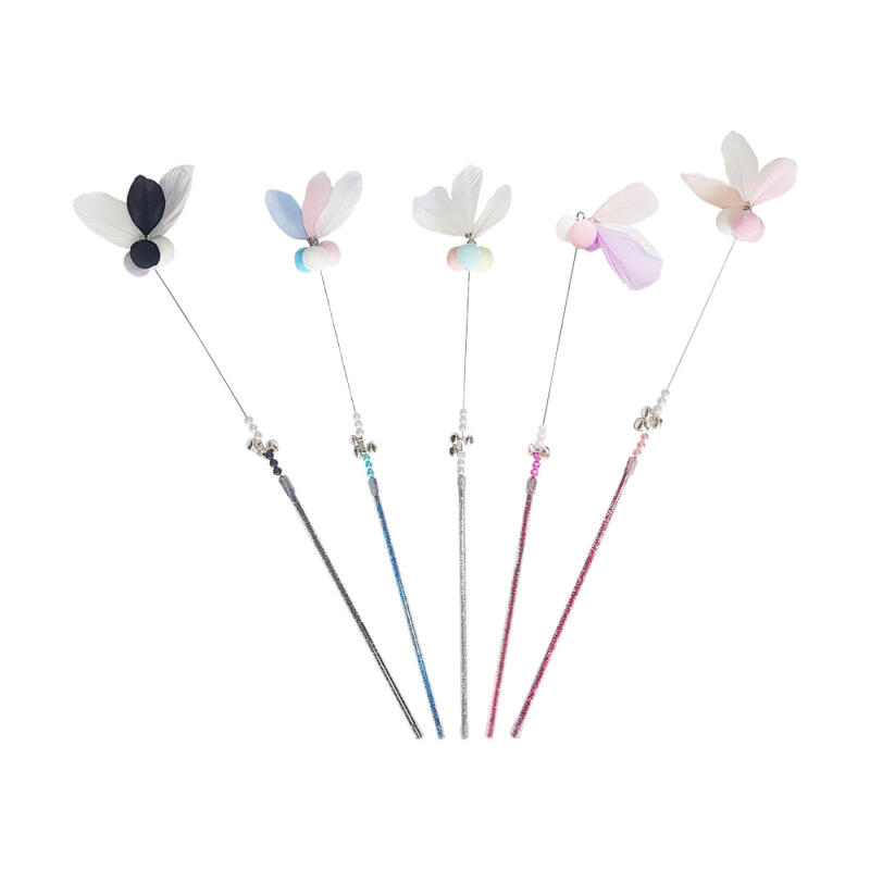 Pom Pom Feather Cat Fishing Rods - Set of 5