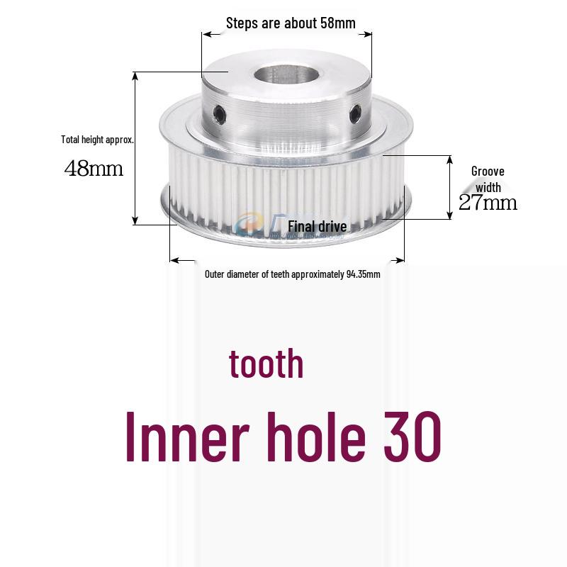 60-Teeth 5M Timing Pulley, T-Slot Width 16/21/27mm, BF Type Stepped with Machined Hole 6-20mm