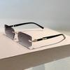 Rimless Rectangle Sunglasses Men  New Fashion Vintage Gradient Casual Shades Trendy Luxury Brand Design Sun Glasses