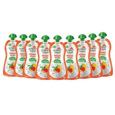 Paper Boat Gemischter Fruchtsaft, Angereichert mit Vitamin D, Ohne zugesetzte Konservierungsstoffe und Farbstoffe (Packung mit 9 Stück, je 150 ml)