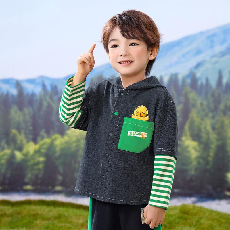 B.Duck Kids  Cartoon Denim Hooded Top 130