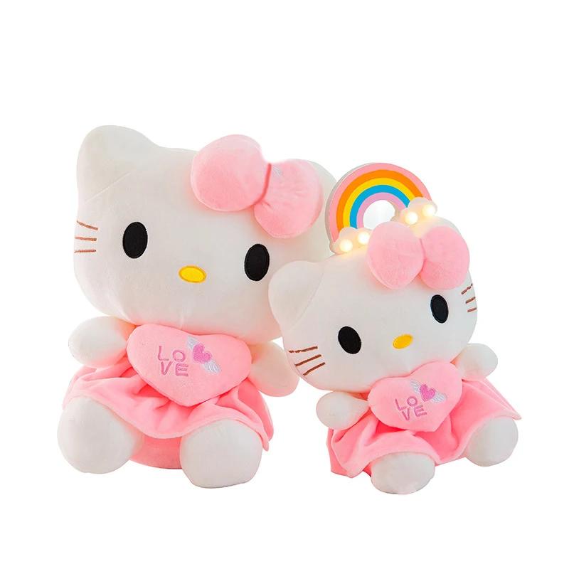 #*Cute Hello Kitty Pink Plush Stuffed Toys Anime Cartoon Plushie Doll Soft Stuffed Pillow Toys For Children Birthday Xmas Gifts